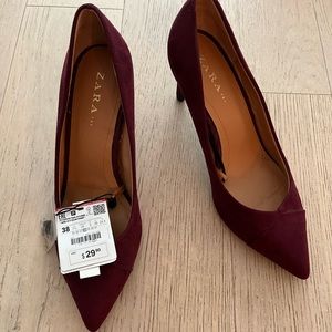 Zara burgundy suede heels